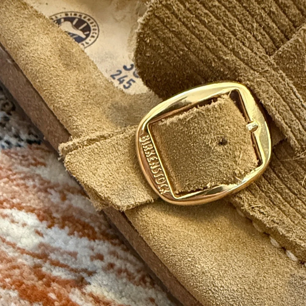 Birkenstock Women's Suede Embossed Buckley Clogs in Corduroy Cork Brown EU 38 8 - Picture 4 of 6